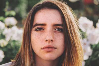 Closeup of girl looking at camera